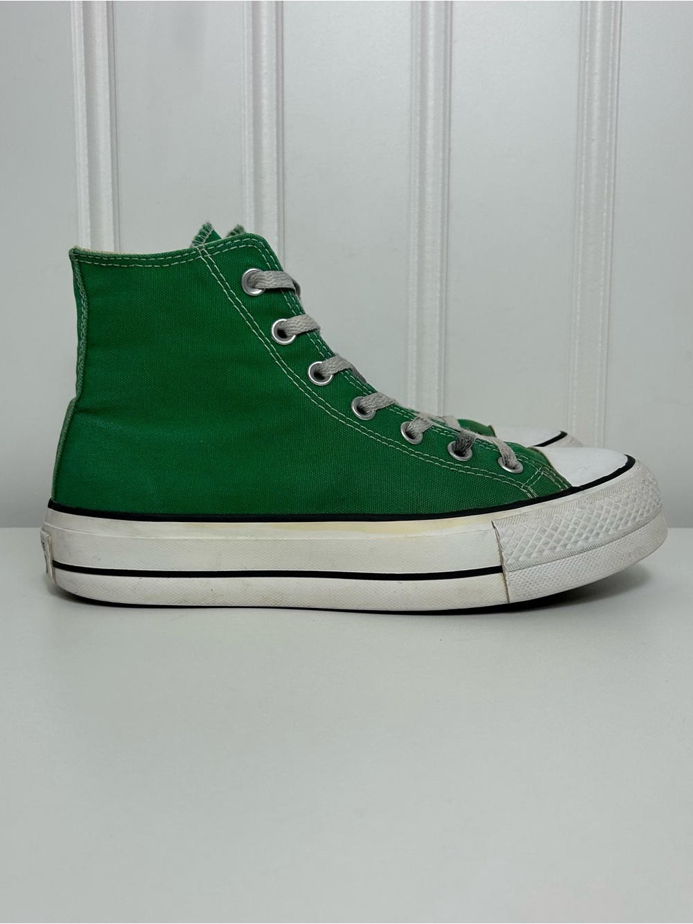 Converse ctas hi lift all star platform green white canvas lace women’s 8